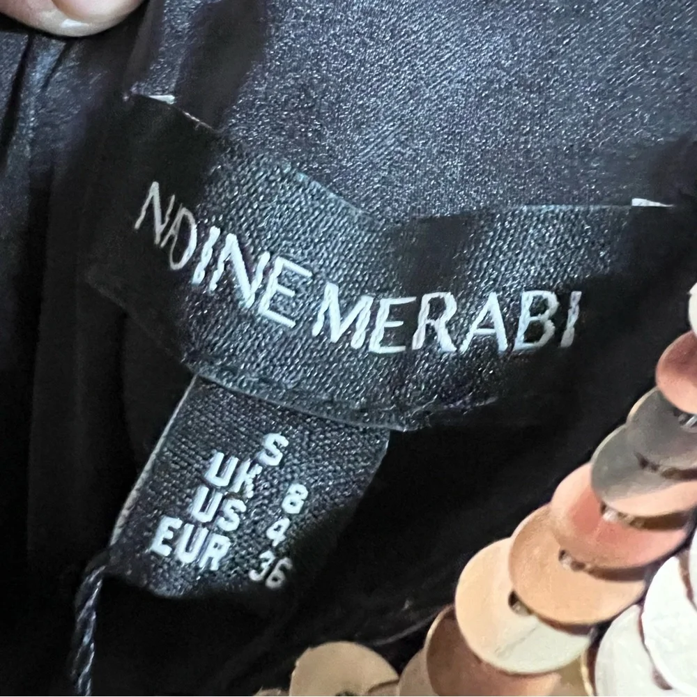 NADINE MERABI Gold Sequin One Shoulder Cocktail Dress - Picture 7 of 9